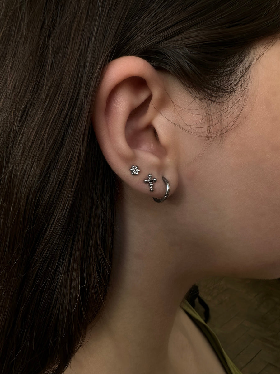 Micro hoops & Mirabella silver earrings