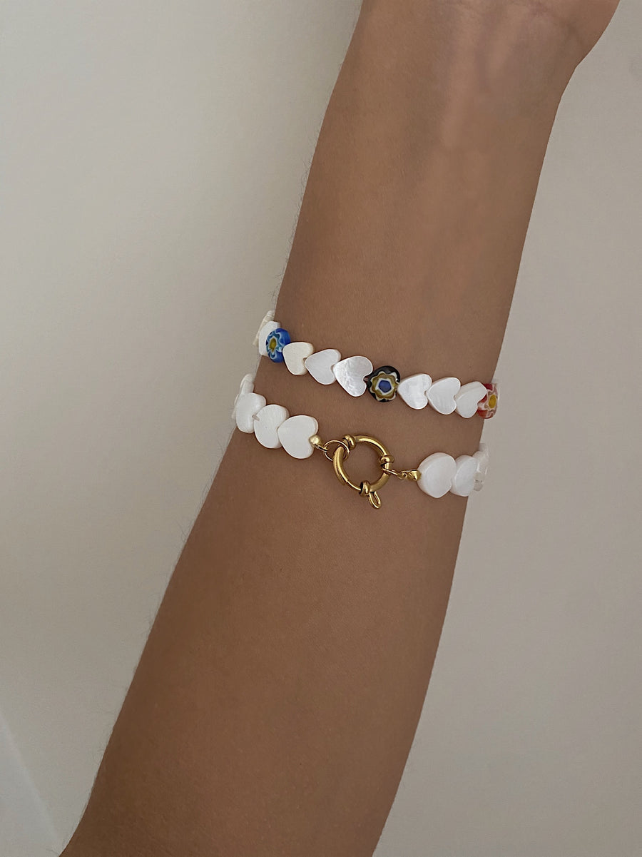 White hearts bracelets