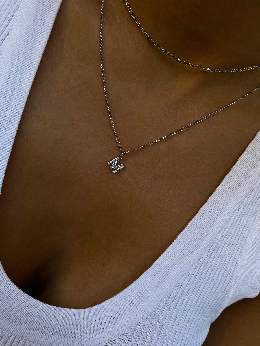 Silver initial necklace